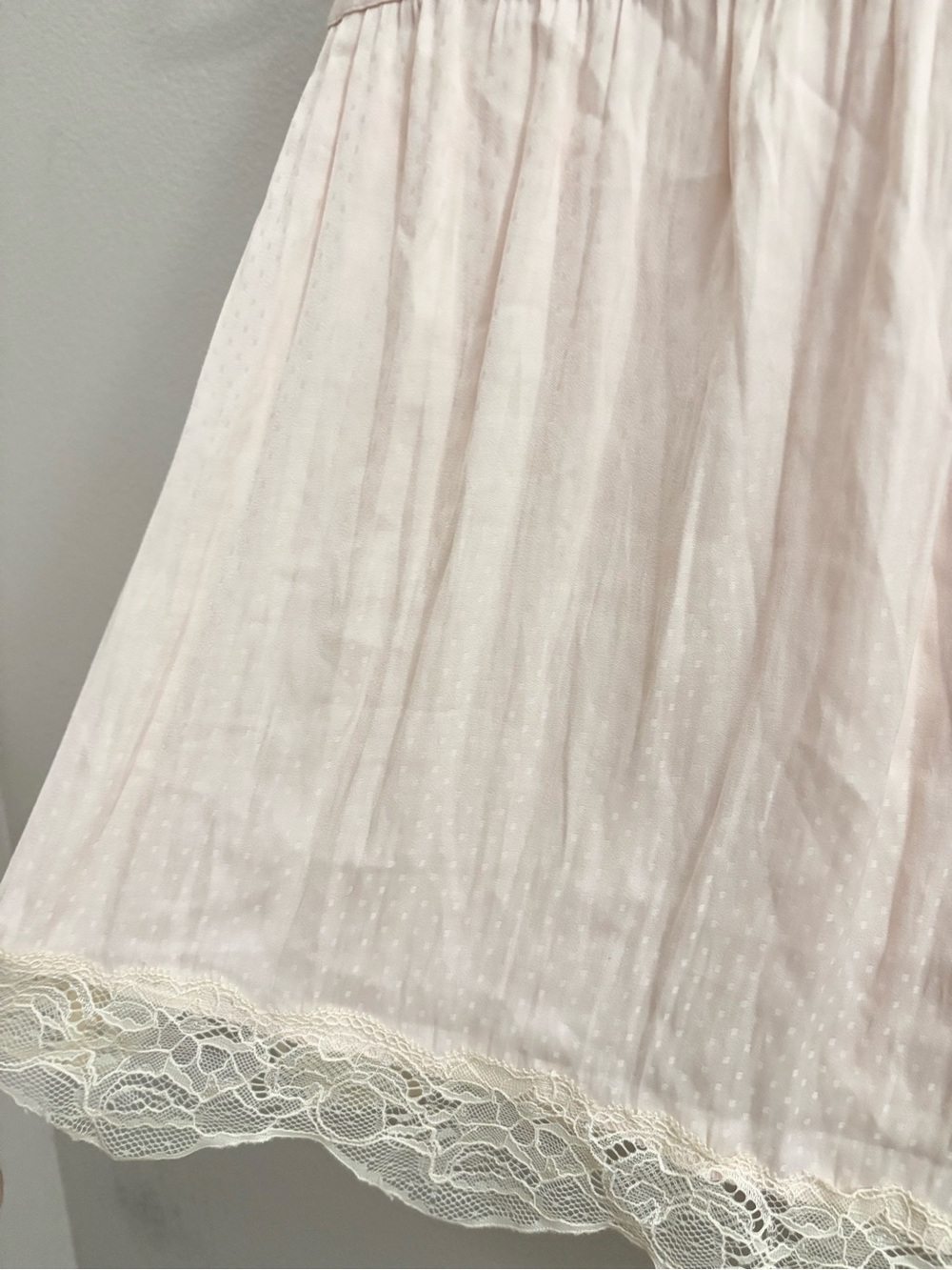 Free People Tied Half Slip Wrap Lace Mini Skirt Pink Polka Dot - Picture 8 of 11